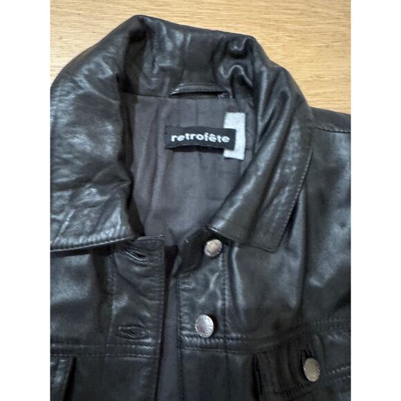 Retrofete Ada Leather Cropped Jacket Black Size Small - Picture 4 of 6